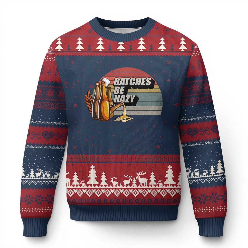 Funny Batches Be Hazy Ugly Christmas Sweater Vintage Craft Beer Brewing TS11 Navy Red Print Your Wear