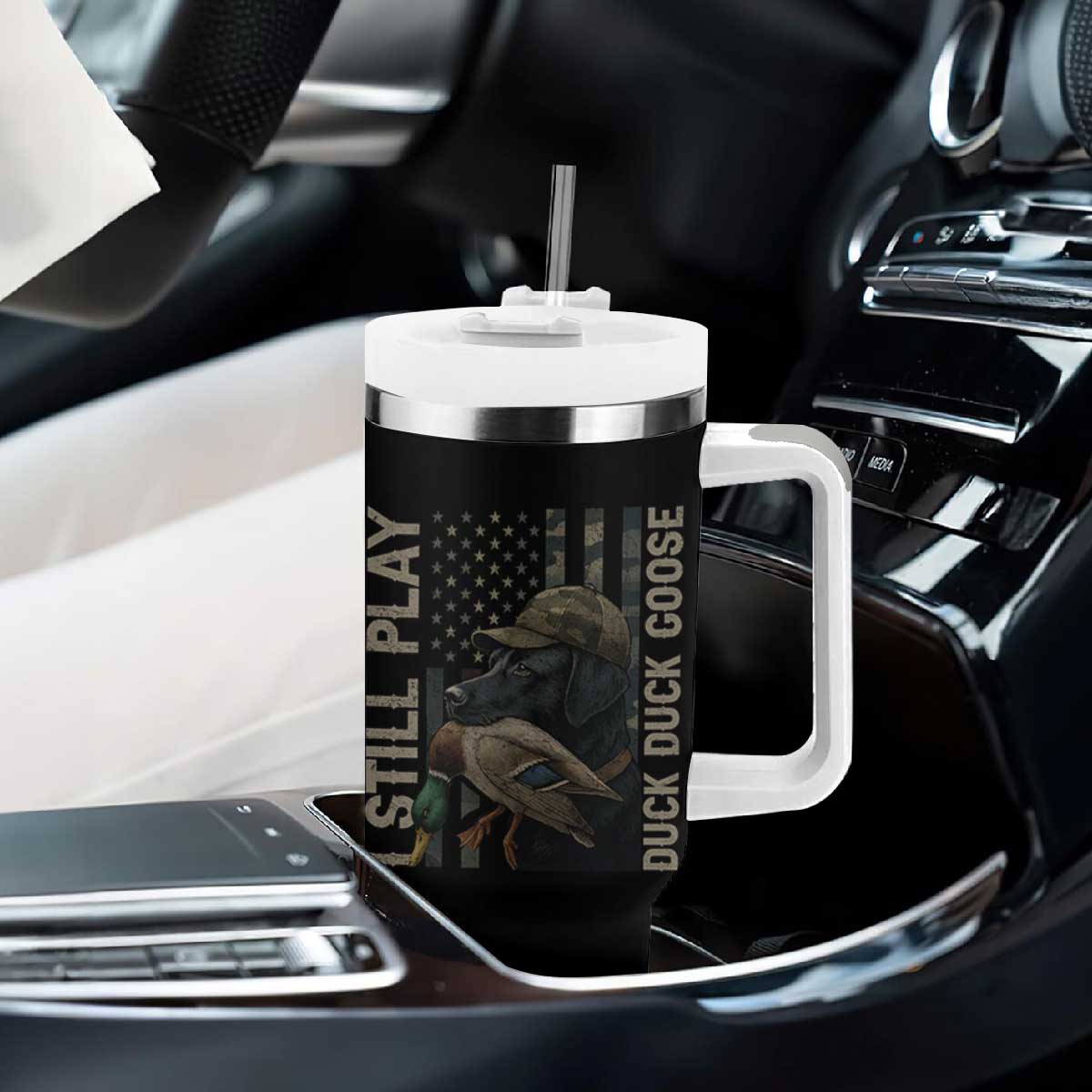 Funny I Still Play Duck Duck Goose Tumbler With Handle Duck Hunting Dog Back Lab TS11 Print Your Wear