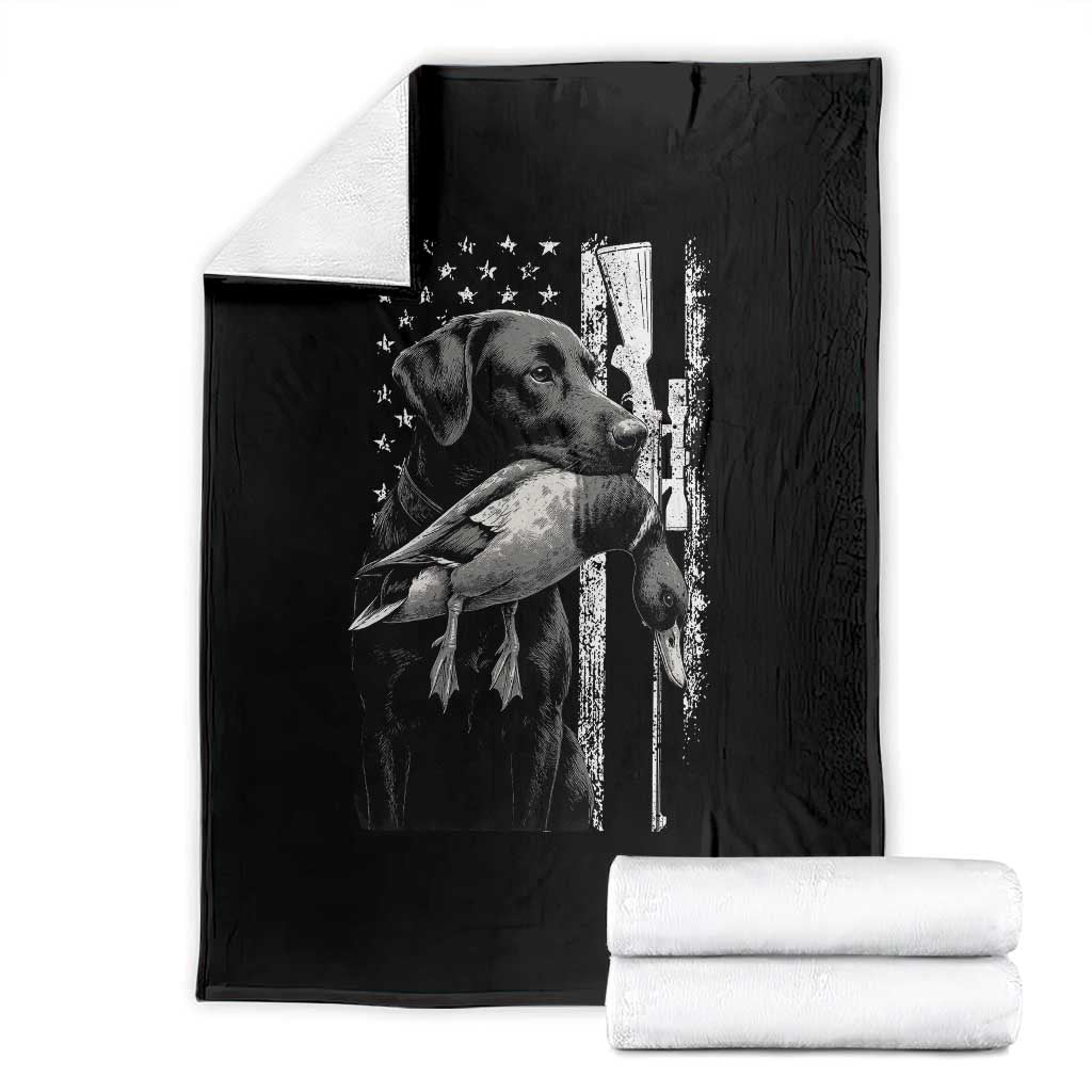 Duck Hunting Dog Back Lab Vintage American Flag Throw Blanket TS11 Black Print Your Wear