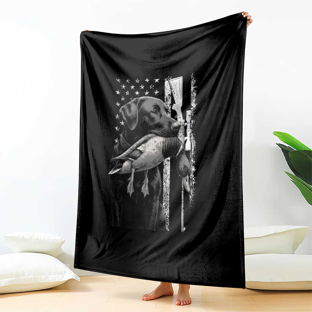 Duck Hunting Dog Back Lab Vintage American Flag Throw Blanket TS11 Print Your Wear