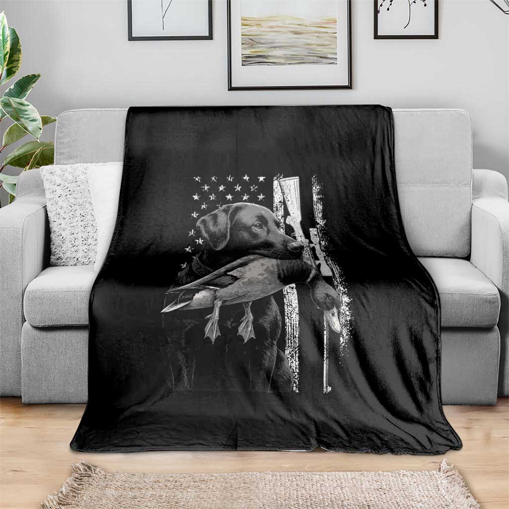 Duck Hunting Dog Back Lab Vintage American Flag Throw Blanket TS11 Print Your Wear