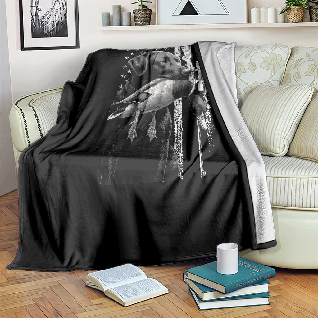 Duck Hunting Dog Back Lab Vintage American Flag Throw Blanket TS11 Print Your Wear