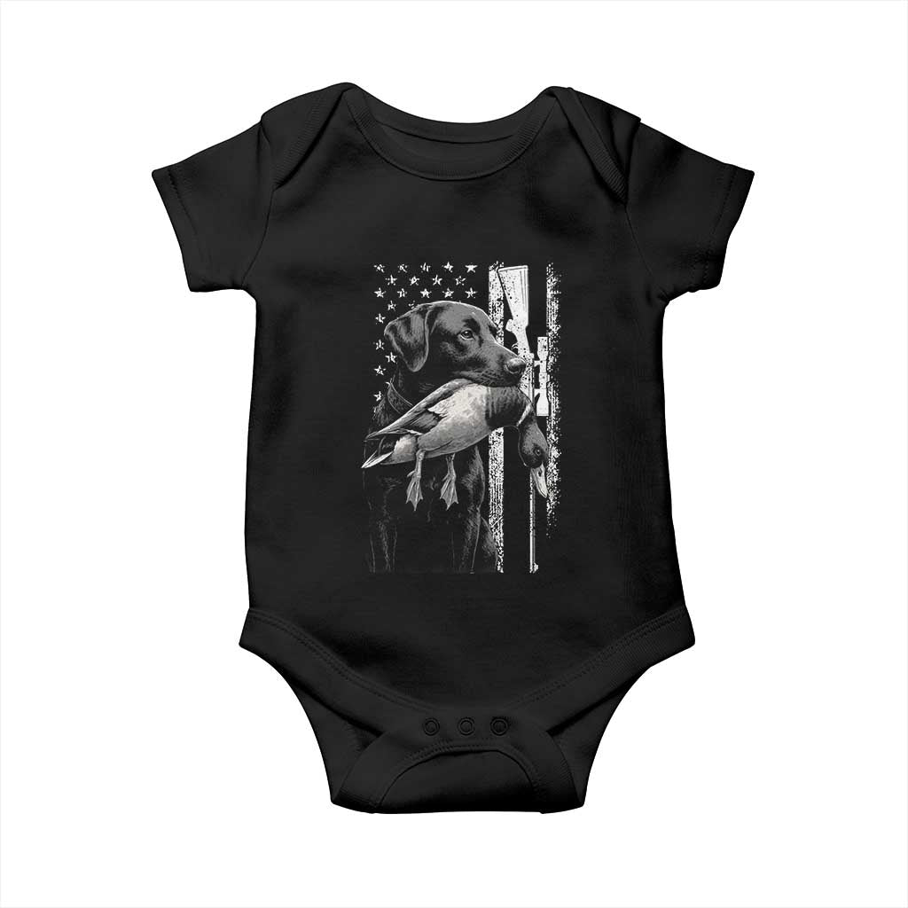 Duck Hunting Dog Back Lab Vintage American Flag Baby Onesie TS11 Black Print Your Wear
