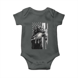 Duck Hunting Dog Back Lab Vintage American Flag Baby Onesie TS11 Dark Heather Print Your Wear