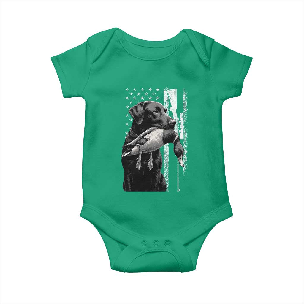 Duck Hunting Dog Back Lab Vintage American Flag Baby Onesie TS11 Irish Green Print Your Wear