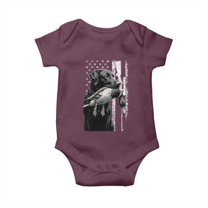 Duck Hunting Dog Back Lab Vintage American Flag Baby Onesie TS11 Maroon Print Your Wear