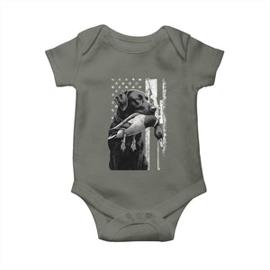 Duck Hunting Dog Back Lab Vintage American Flag Baby Onesie TS11 Military Green Print Your Wear