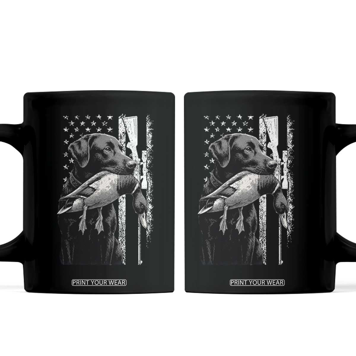 Duck Hunting Dog Back Lab Vintage American Flag Coffee Mug TS11 Black Print Your Wear
