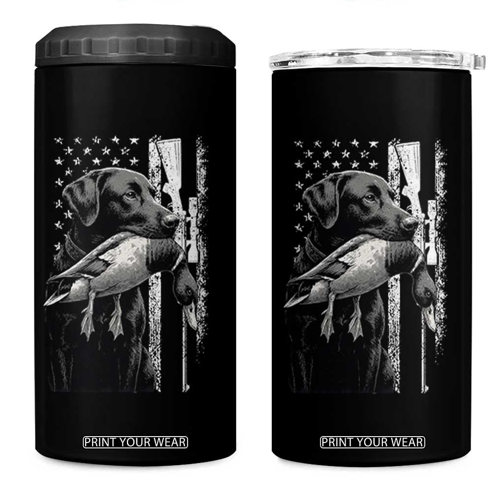 Duck Hunting Dog Back Lab Vintage American Flag 4 in 1 Can Cooler Tumbler TS11 One Size: 16 oz Black Print Your Wear