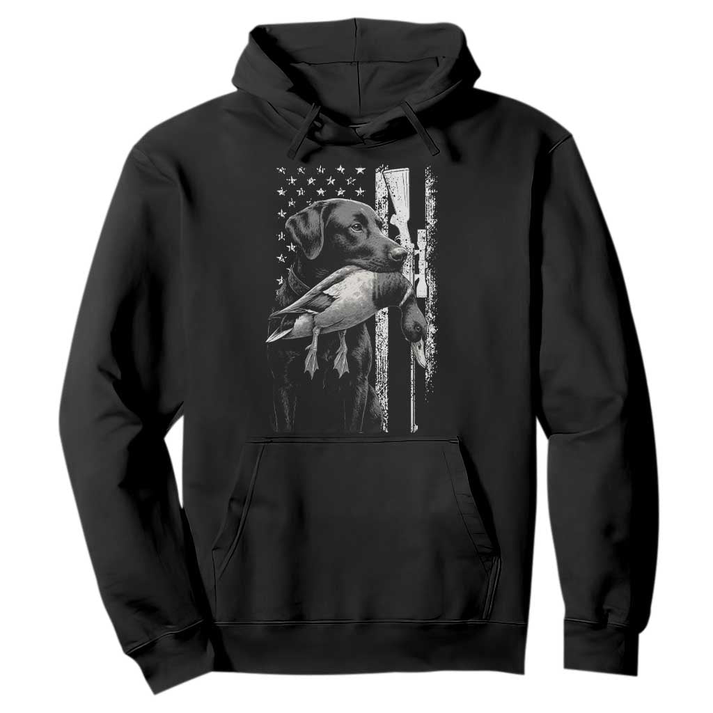 Duck Hunting Dog Back Lab Vintage American Flag Hoodie TS11 Black Print Your Wear
