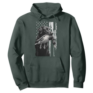 Duck Hunting Dog Back Lab Vintage American Flag Hoodie TS11 Dark Forest Green Print Your Wear