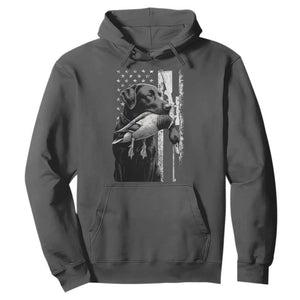 Duck Hunting Dog Back Lab Vintage American Flag Hoodie TS11 Dark Heather Print Your Wear