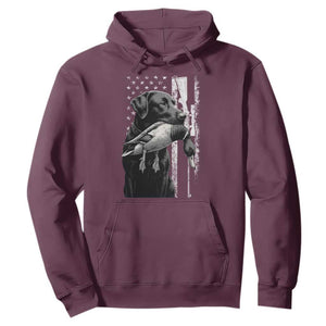 Duck Hunting Dog Back Lab Vintage American Flag Hoodie TS11 Maroon Print Your Wear