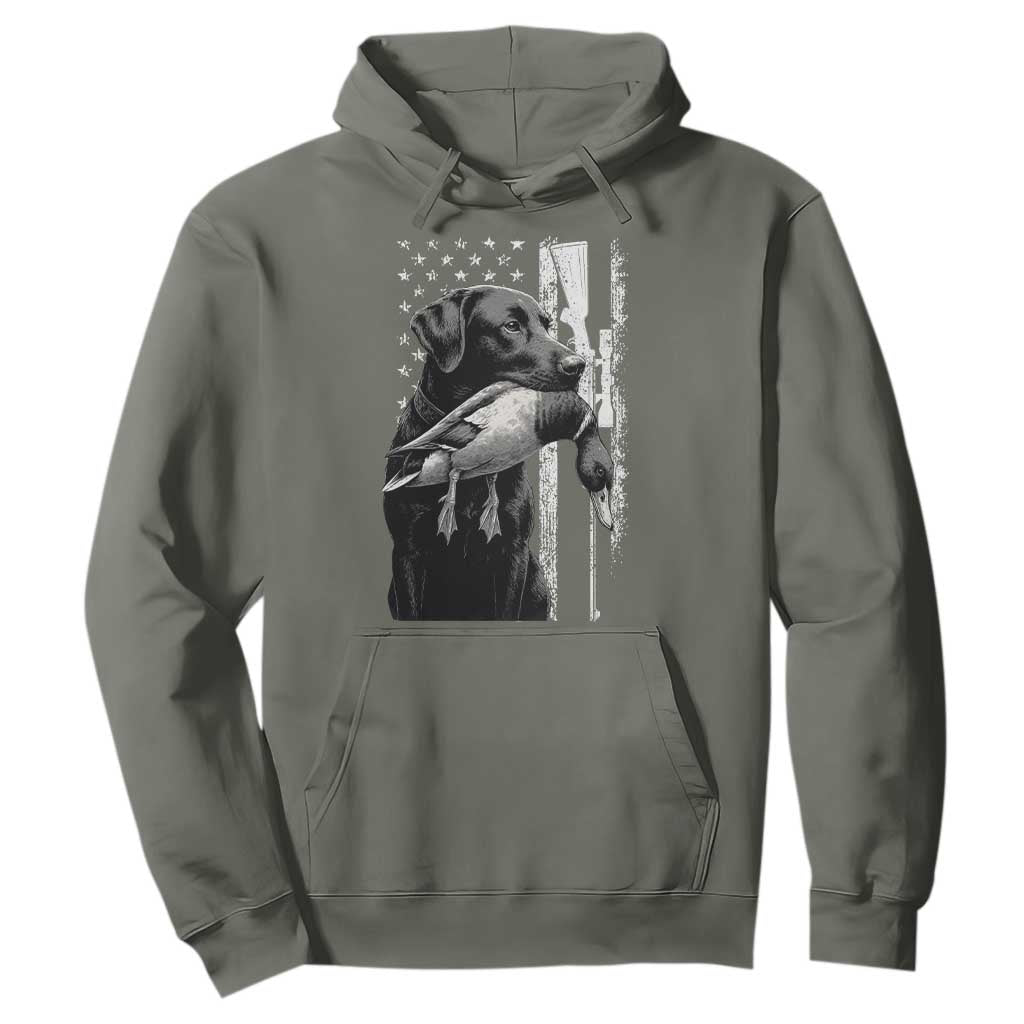 Duck Hunting Dog Back Lab Vintage American Flag Hoodie TS11 Military Green Print Your Wear