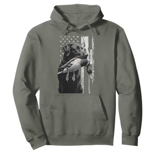 Duck Hunting Dog Back Lab Vintage American Flag Hoodie TS11 Military Green Print Your Wear