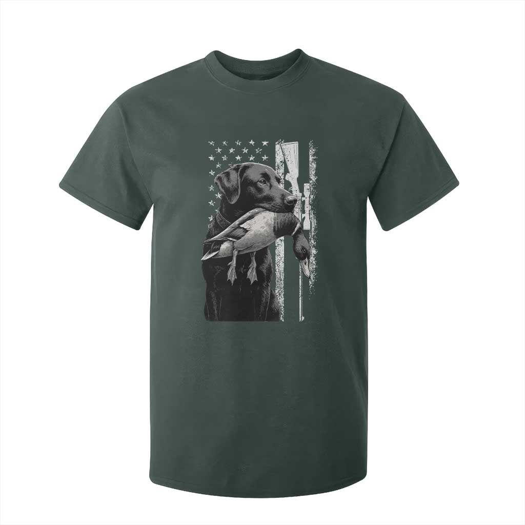 Duck Hunting Dog Back Lab Vintage American Flag T Shirt For Kid TS11 Dark Forest Green Print Your Wear