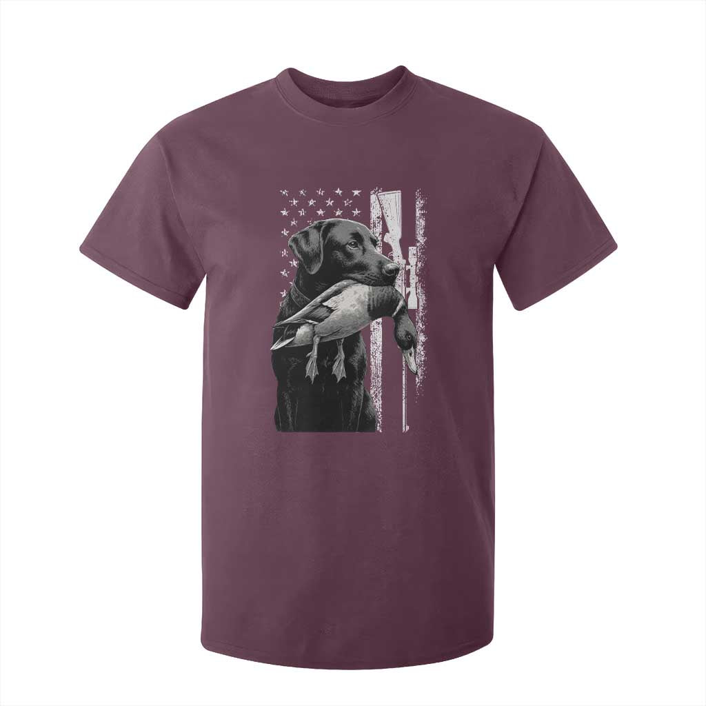 Duck Hunting Dog Back Lab Vintage American Flag T Shirt For Kid TS11 Maroon Print Your Wear