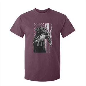 Duck Hunting Dog Back Lab Vintage American Flag T Shirt For Kid TS11 Maroon Print Your Wear