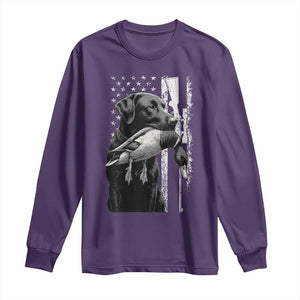 Duck Hunting Dog Back Lab Vintage American Flag Long Sleeve Shirt TS11 Purple Print Your Wear