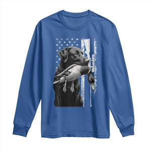 Duck Hunting Dog Back Lab Vintage American Flag Long Sleeve Shirt TS11 Royal Blue Print Your Wear