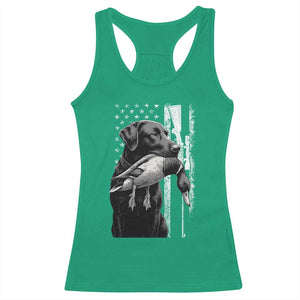 Duck Hunting Dog Back Lab Vintage American Flag Racerback Tank Top TS11 Irish Green Print Your Wear