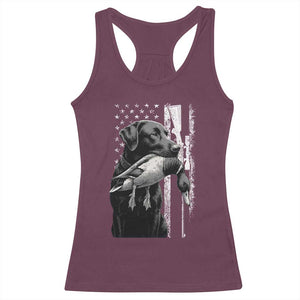 Duck Hunting Dog Back Lab Vintage American Flag Racerback Tank Top TS11 Maroon Print Your Wear