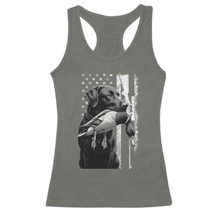 Duck Hunting Dog Back Lab Vintage American Flag Racerback Tank Top TS11 Military Green Print Your Wear