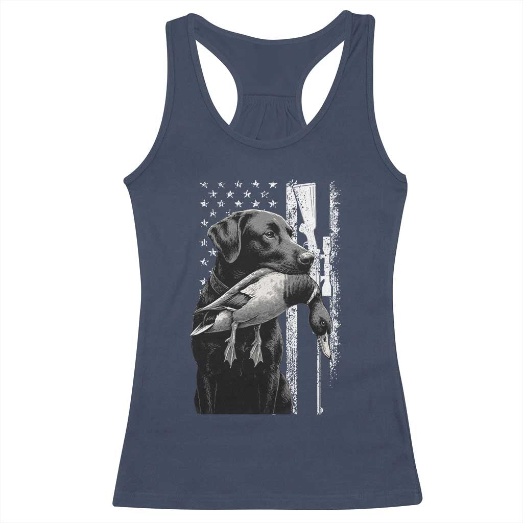 Duck Hunting Dog Back Lab Vintage American Flag Racerback Tank Top TS11 Navy Print Your Wear