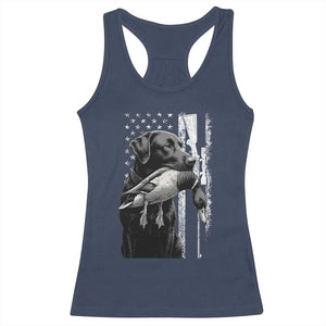 Duck Hunting Dog Back Lab Vintage American Flag Racerback Tank Top TS11 Navy Print Your Wear