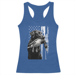 Duck Hunting Dog Back Lab Vintage American Flag Racerback Tank Top TS11 Royal Blue Print Your Wear