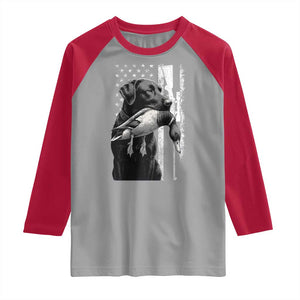 Duck Hunting Dog Back Lab Vintage American Flag Raglan Shirt TS11 Sport Gray Red Print Your Wear