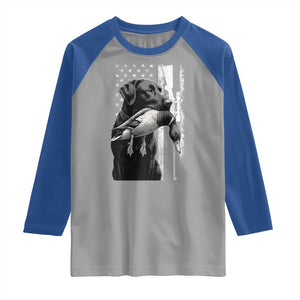 Duck Hunting Dog Back Lab Vintage American Flag Raglan Shirt TS11 Sport Gray Royal Print Your Wear