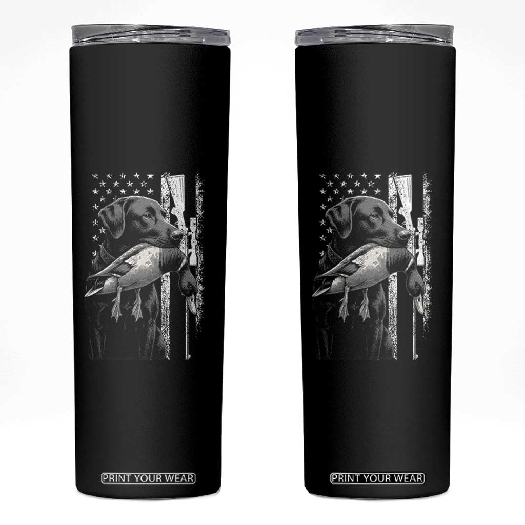 Duck Hunting Dog Back Lab Vintage American Flag Skinny Tumbler TS11 Black Print Your Wear