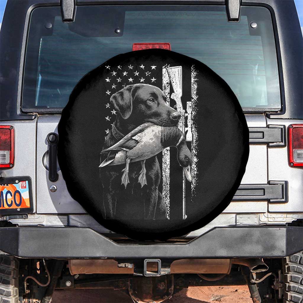 Duck Hunting Dog Back Lab Vintage American Flag Spare Tire Cover TS11 No hole Black Print Your Wear