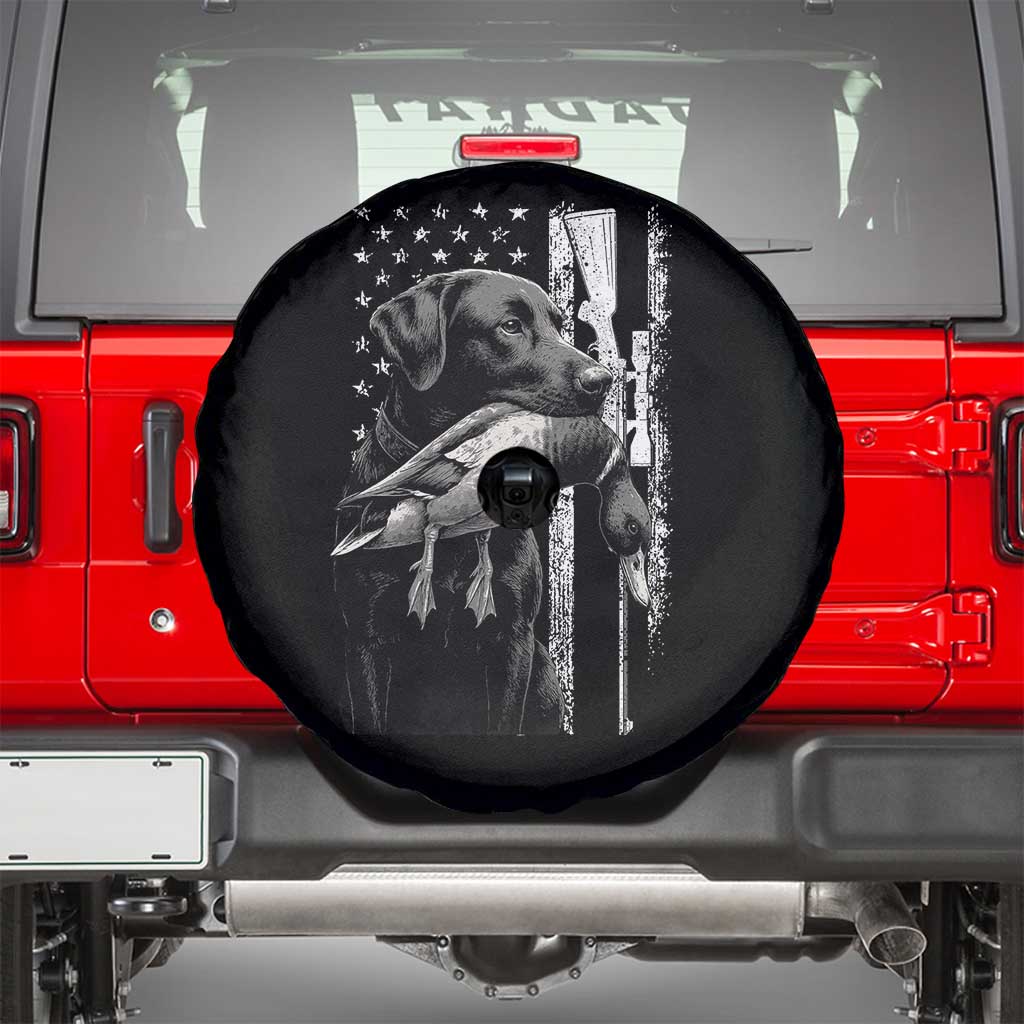 Duck Hunting Dog Back Lab Vintage American Flag Spare Tire Cover TS11 Black Print Your Wear