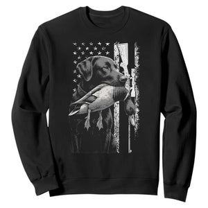 Duck Hunting Dog Back Lab Vintage American Flag Sweatshirt - Print Your Wear