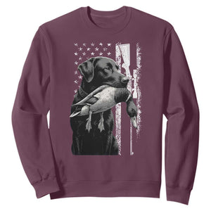 Duck Hunting Dog Back Lab Vintage American Flag Sweatshirt - Print Your Wear
