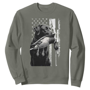 Duck Hunting Dog Back Lab Vintage American Flag Sweatshirt - Print Your Wear