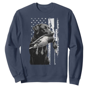 Duck Hunting Dog Back Lab Vintage American Flag Sweatshirt TS11 Navy Print Your Wear