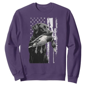 Duck Hunting Dog Back Lab Vintage American Flag Sweatshirt - Print Your Wear