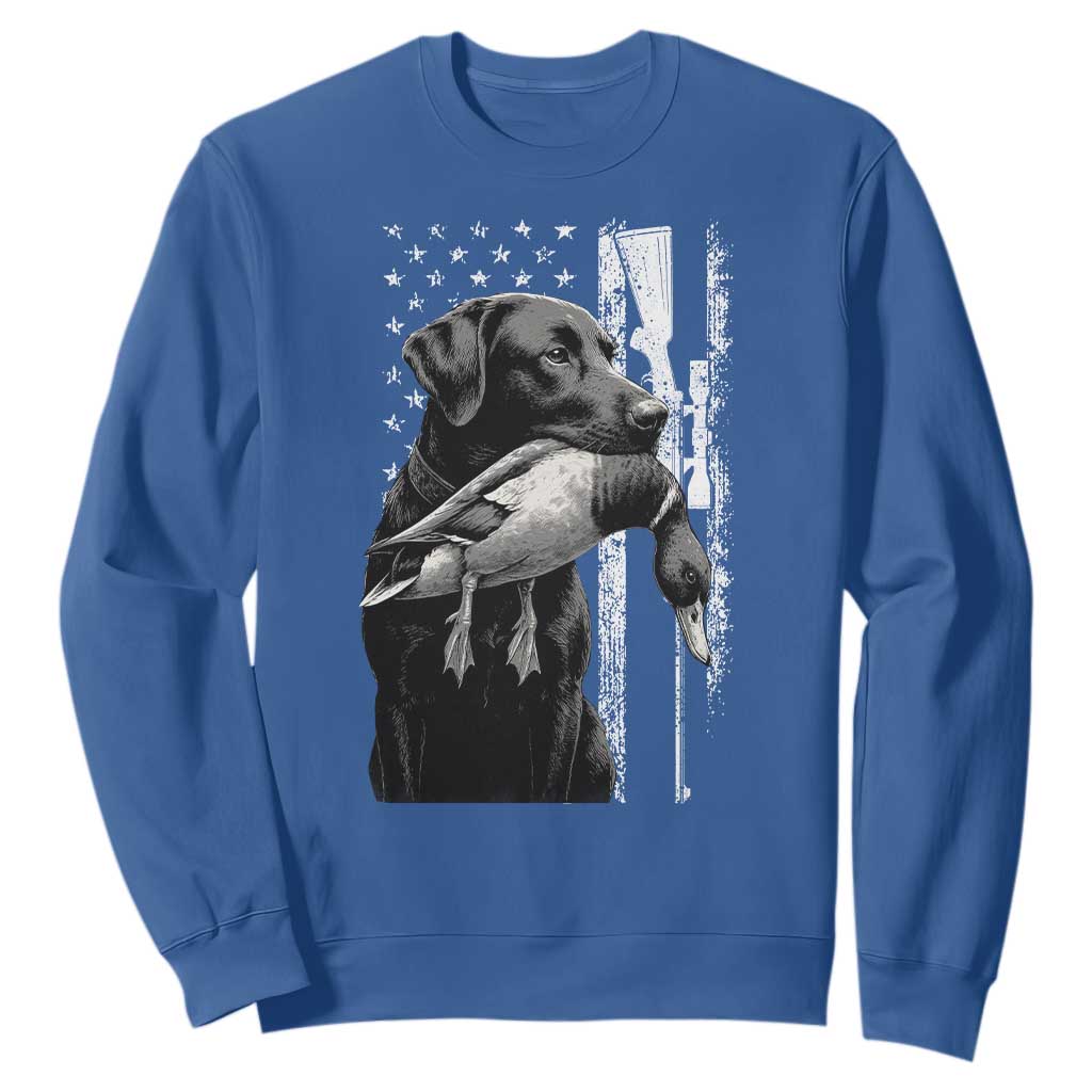 Duck Hunting Dog Back Lab Vintage American Flag Sweatshirt TS11 Royal Blue Print Your Wear