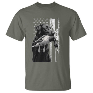 Duck Hunting Dog Back Lab Vintage American Flag T Shirt - Print Your Wear