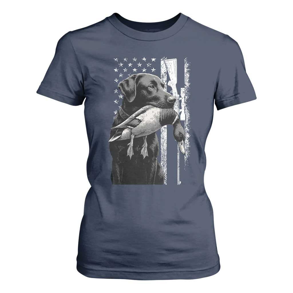 Duck Hunting Dog Back Lab Vintage American Flag T Shirt For Women TS11 Navy Print Your Wear