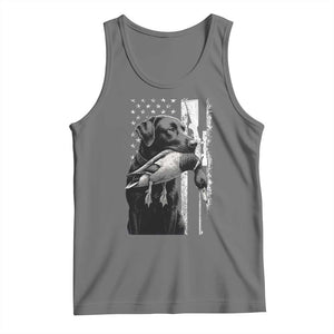 Duck Hunting Dog Back Lab Vintage American Flag Tank Top TS11 Black Heather Print Your Wear