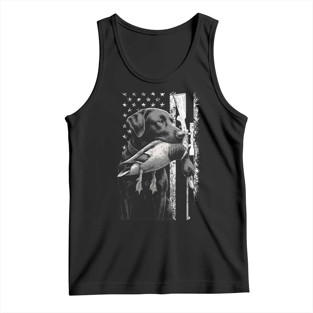 Duck Hunting Dog Back Lab Vintage American Flag Tank Top TS11 Black Print Your Wear