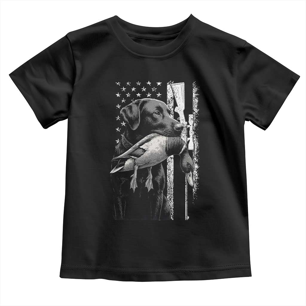 Duck Hunting Dog Back Lab Vintage American Flag Toddler T Shirt TS11 Black Print Your Wear