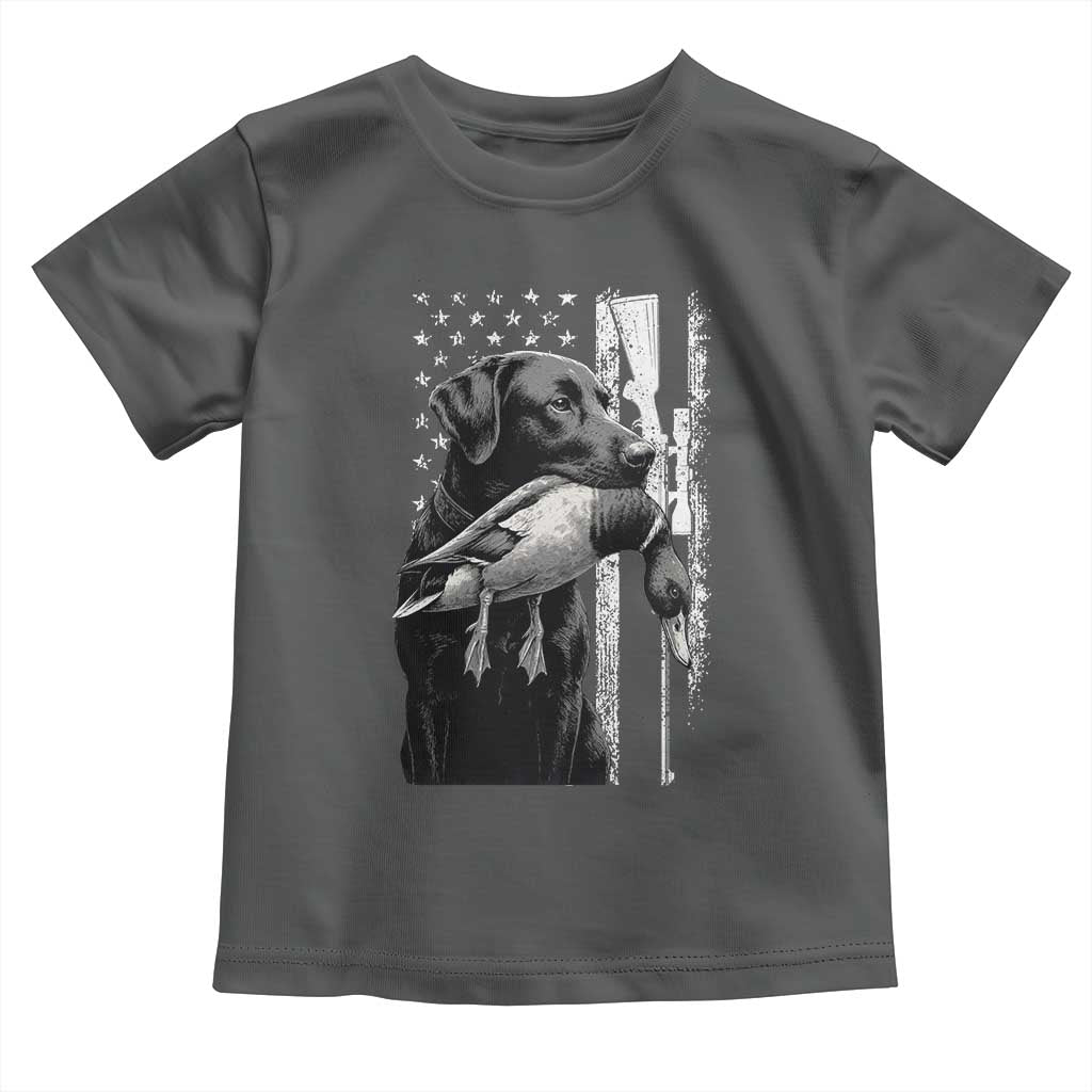 Duck Hunting Dog Back Lab Vintage American Flag Toddler T Shirt TS11 Dark Heather Print Your Wear