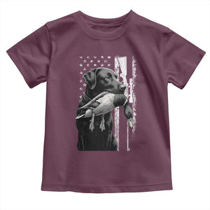 Duck Hunting Dog Back Lab Vintage American Flag Toddler T Shirt TS11 Maroon Print Your Wear