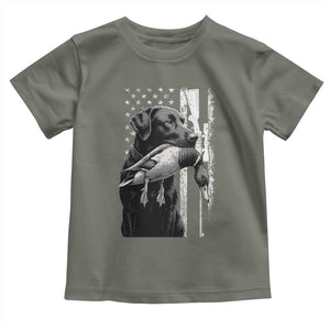 Duck Hunting Dog Back Lab Vintage American Flag Toddler T Shirt TS11 Military Green Print Your Wear