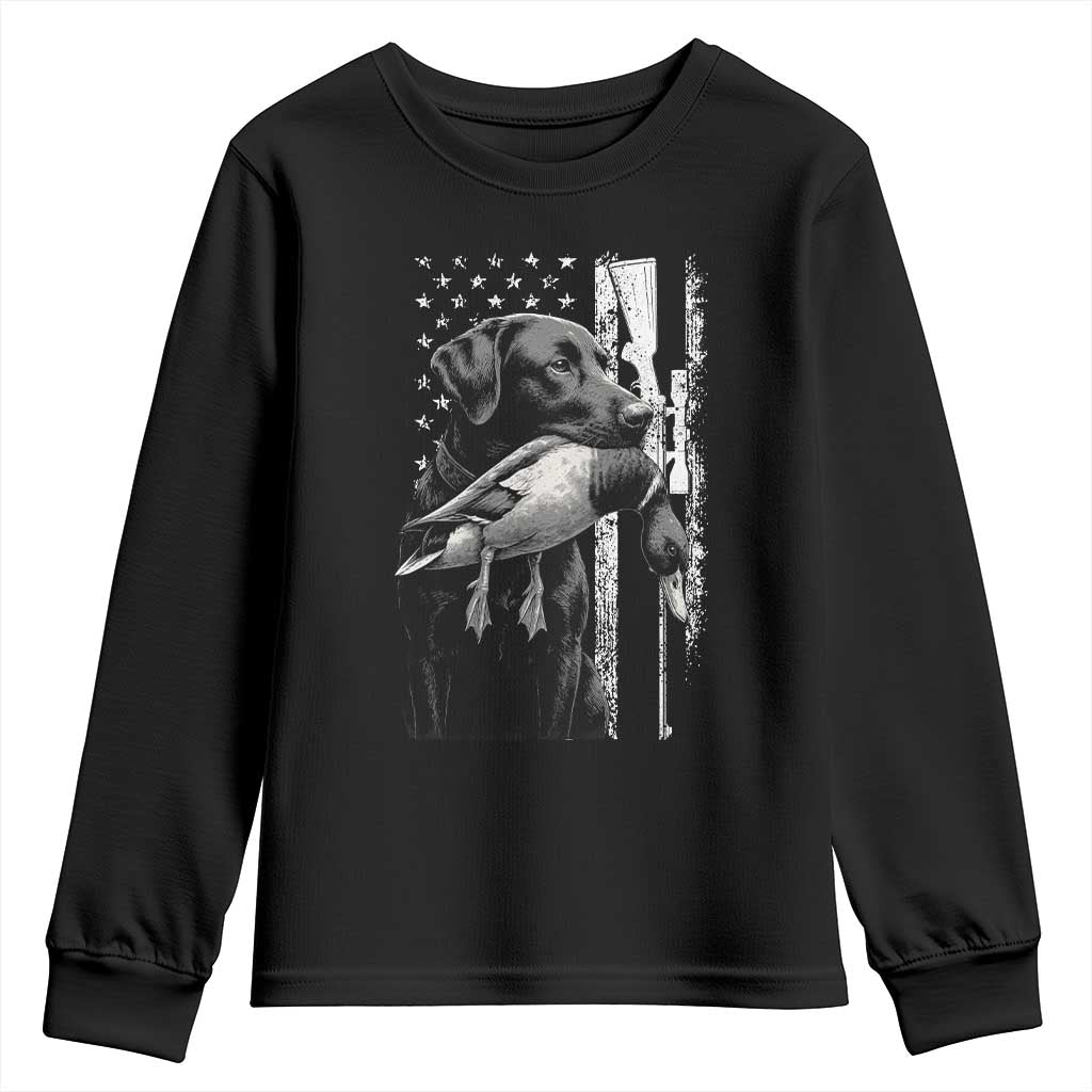 Duck Hunting Dog Back Lab Vintage American Flag Youth Sweatshirt TS11 Black Print Your Wear